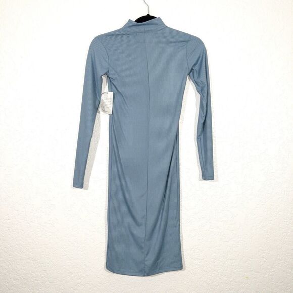 NWT Velvet Torch Dusk Blue Bodycon Ribbed Cut Out Dress Size XS - Picture 6 of 7